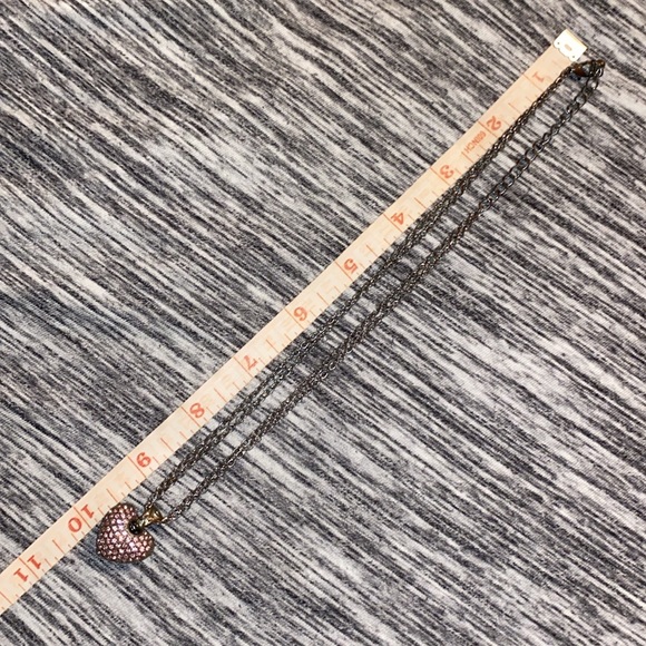 Reversible Silver-Tone Light-Pink Puff Heart Pendant Double Chain Necklace - Picture 12 of 12